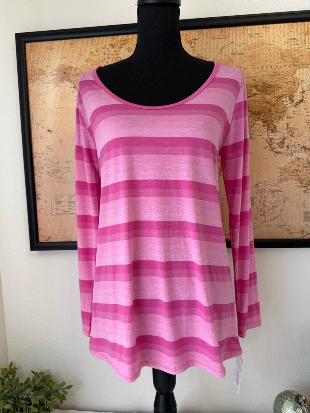 LulaRoe Lynnae striped pink long sleeve medium